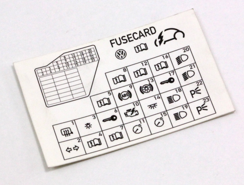 Dash Fuse Box Diagram Card 98-10 VW Beetle - Genuine - 1C0 ...