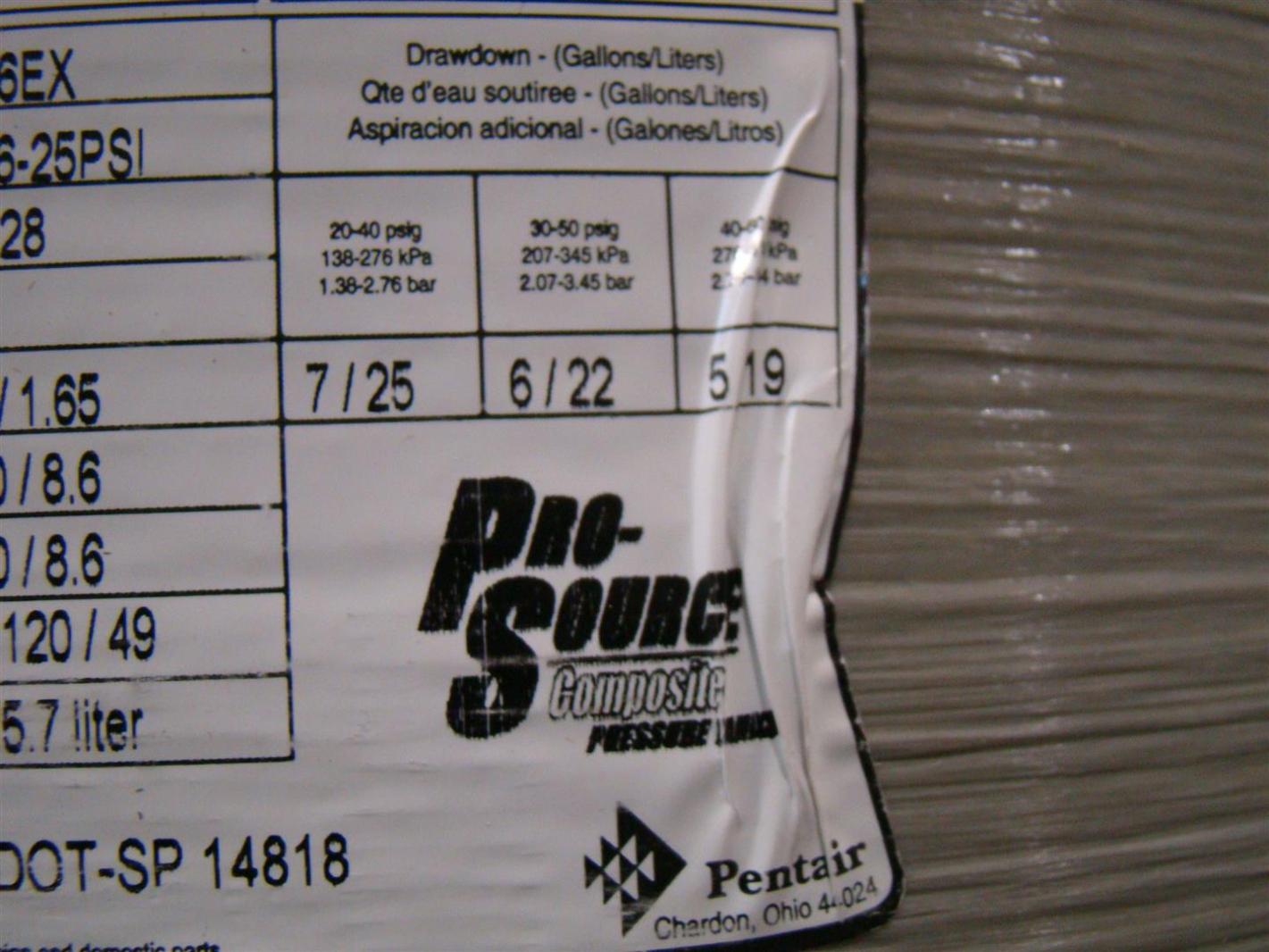 Pentair 20g Pro-Source Composite Water Pressure Tank PSC-20-6 25PSI Gallon NEW