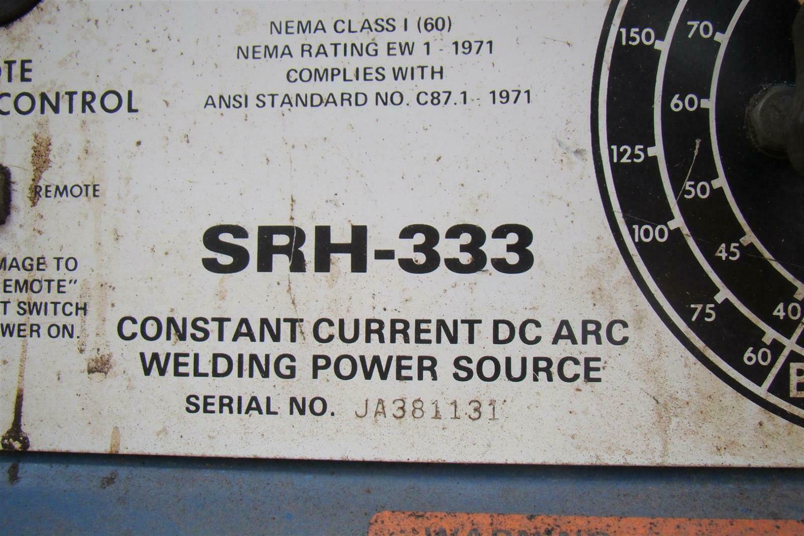 Miller Constant Current DC Arc Welder JA381131 SRH333 TIG/Stick 3Phase eBay