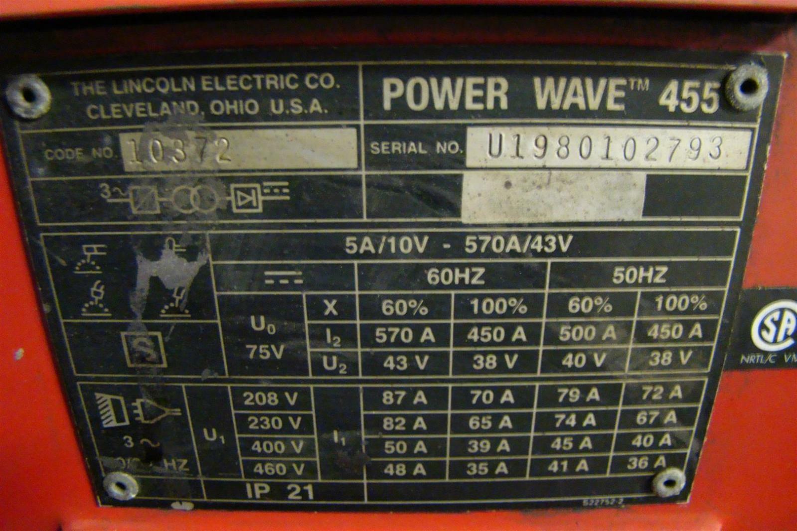 Lincoln Power Wave 455 Multi Process MIG TIG Stick Welder Code 10872