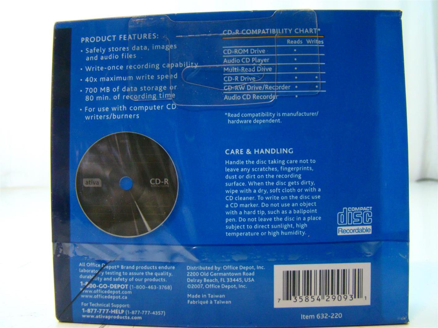 5PK Ativa Black On Black CD-R 40x 700MB 80Min 632-220