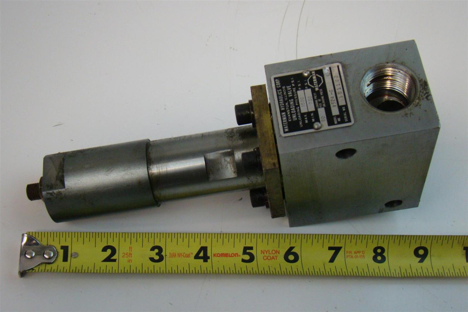 Waterman Hydraulics Corp. Unloading Valve 80 loading Pressure max