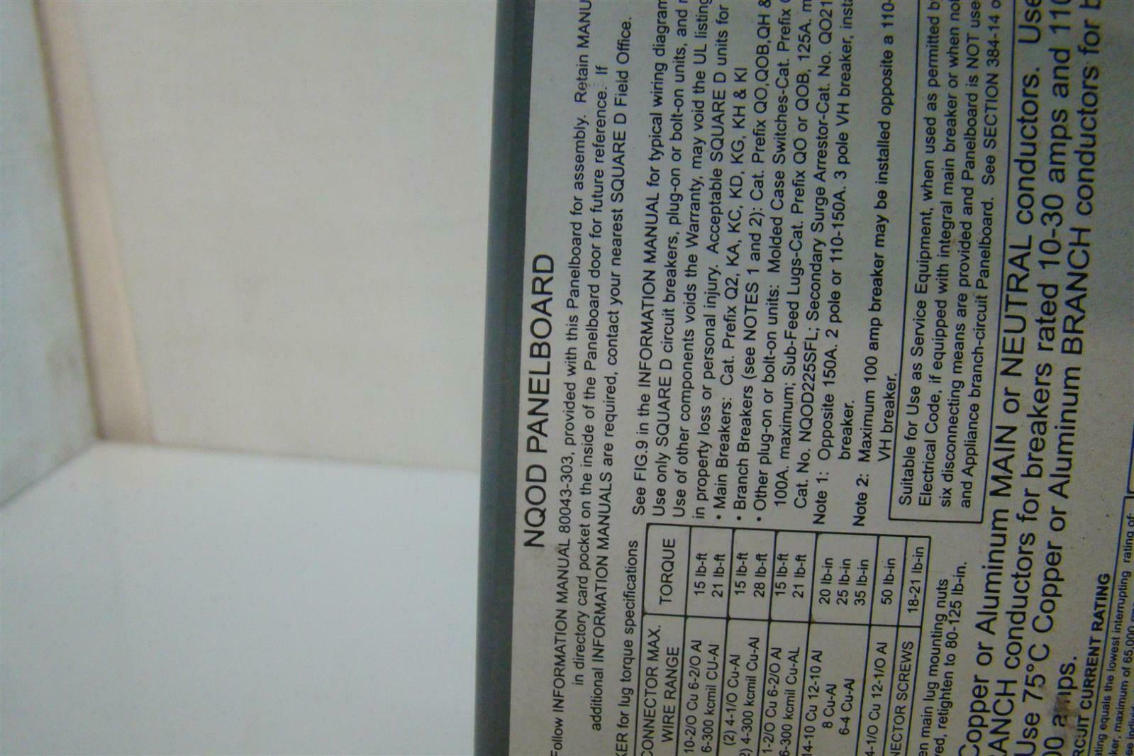 Square D 225Amps 120/240Vac 1PH NQ0D42L225CU