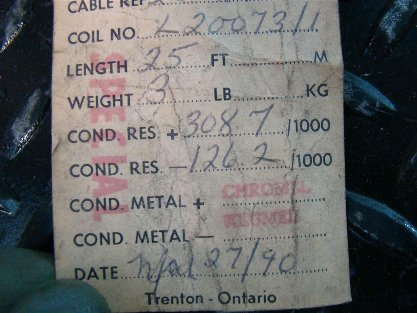 Pyrotenax Thermocouple Cable L2007311 25Ft 250KK446S