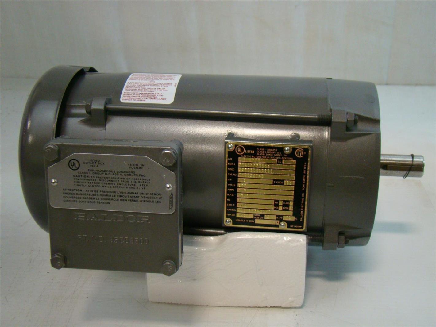 Baldor 1.5HP Electric Motor Hazardous Location 575V 35E380S002G1 BY577301 VH7034 eBay