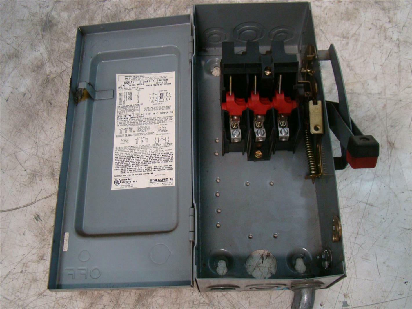 Square D Heavy Duty Safety Switch 30Amp 600Vac HU361 Joseph Fazzio