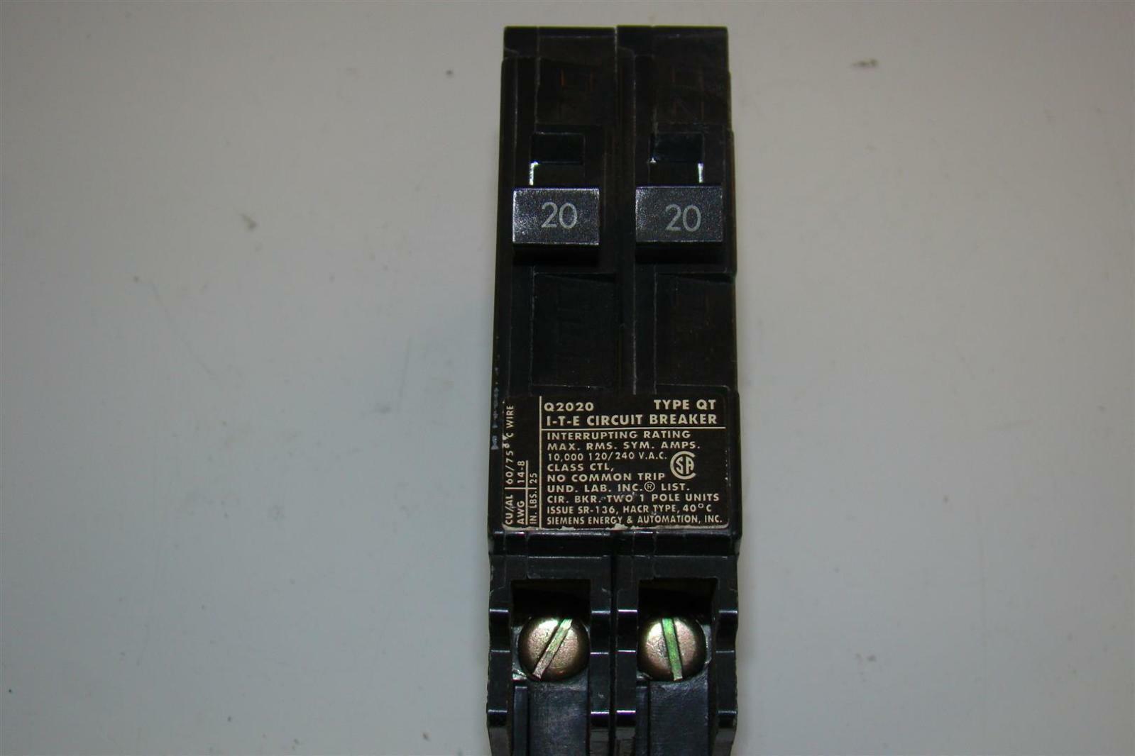Siemens 2 20 Amp Tandem Single Pole Type QT NCL-Circuit Breaker