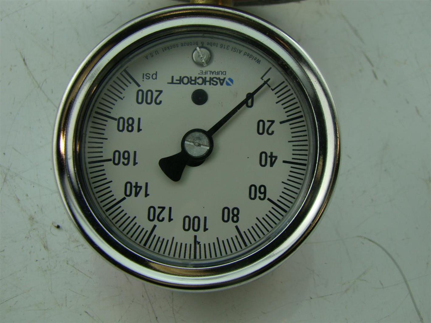 ASHCROFT PRESSURE GAUGE MAX PSI = 200 WITH AMETEK DIAPHRAGM eBay