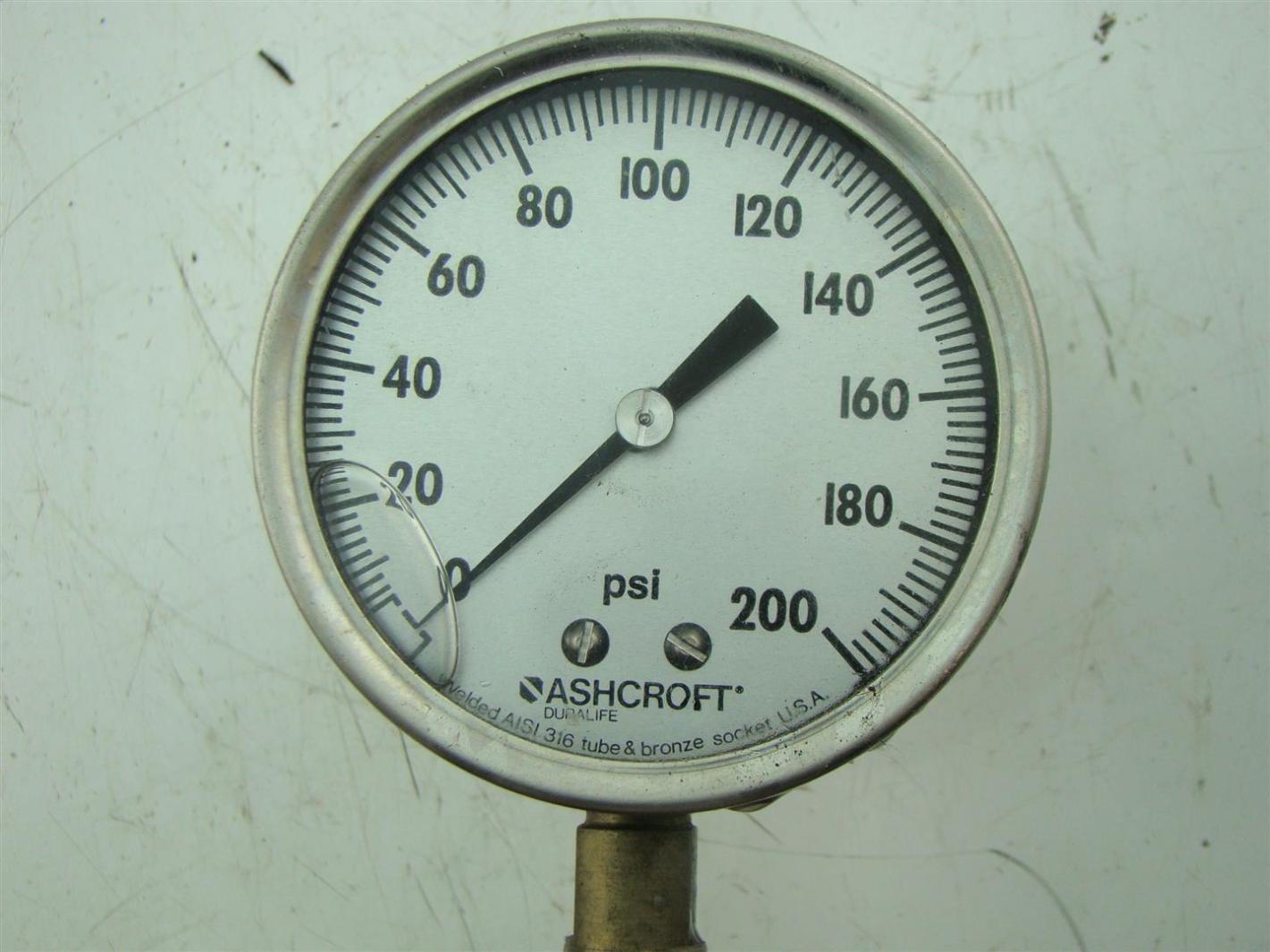 ASHCROFT PRESSURE GAUGE MAX PSI = 200 WITH AMETEK DIAPHRAGM eBay