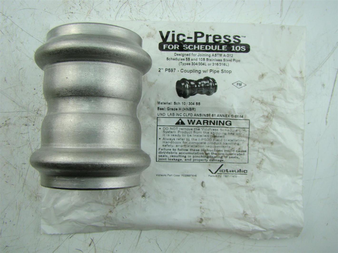 VICTAULIC VICPRESS SS 2" COUPLING W/ PIPE STOP P597 eBay