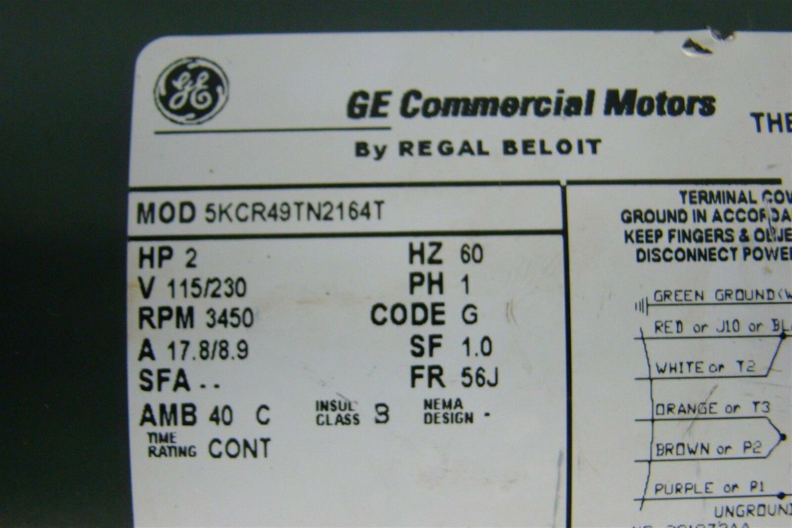 GE Single Phase Motor 2Hp, 115/230V, Rpm 3450, Frame 56J | eBay