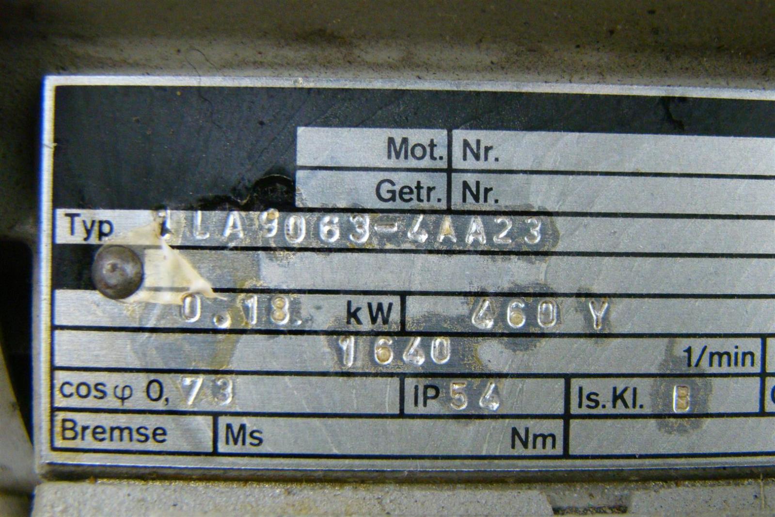 Siemens Electricric Motor .25Hp , 460V, .18Kw, 1640 Rpm, 60