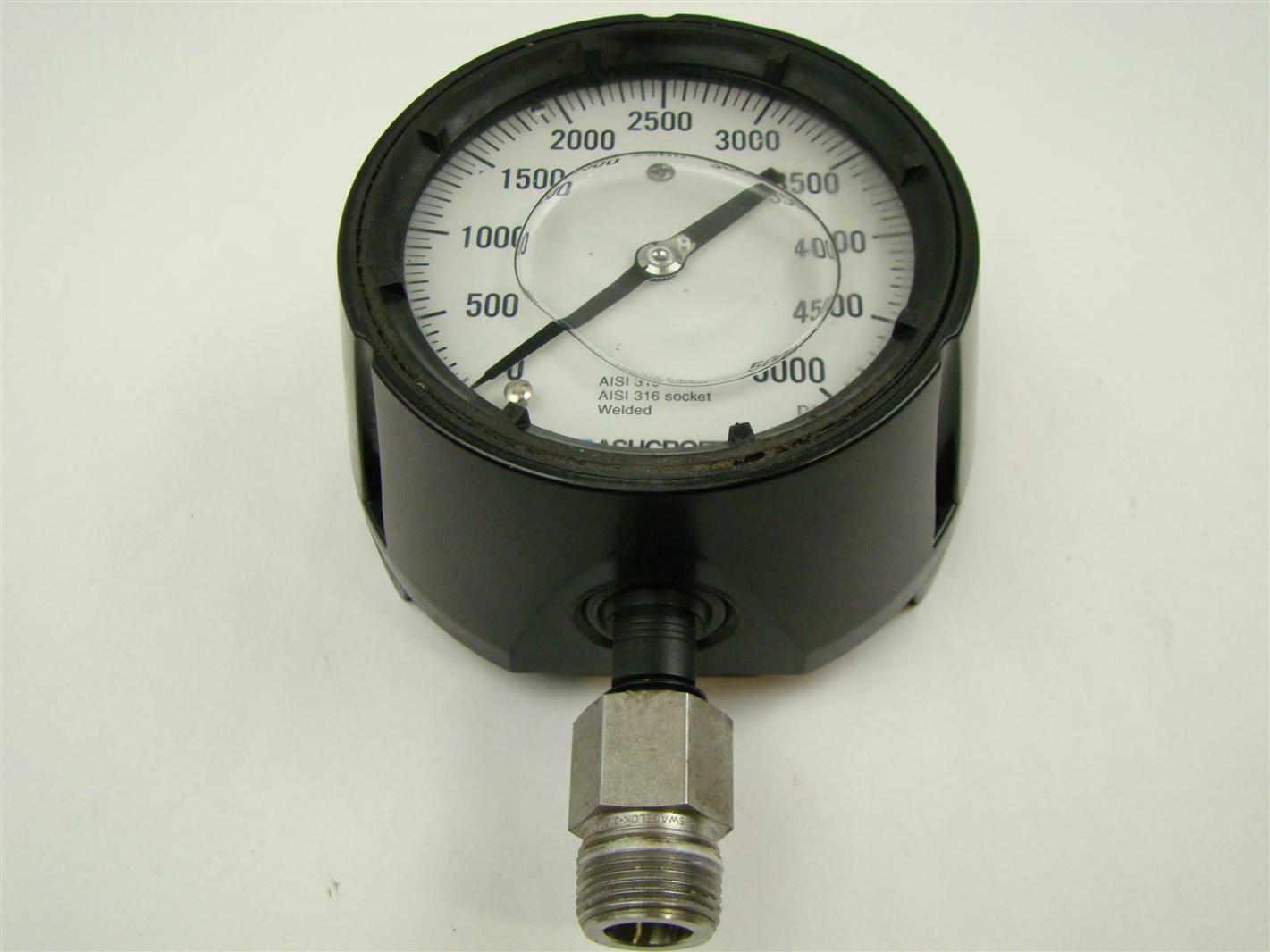 Ashcroft, 5000 PSI Pressure Gauge , Tube and Socket AISI 316, Welded