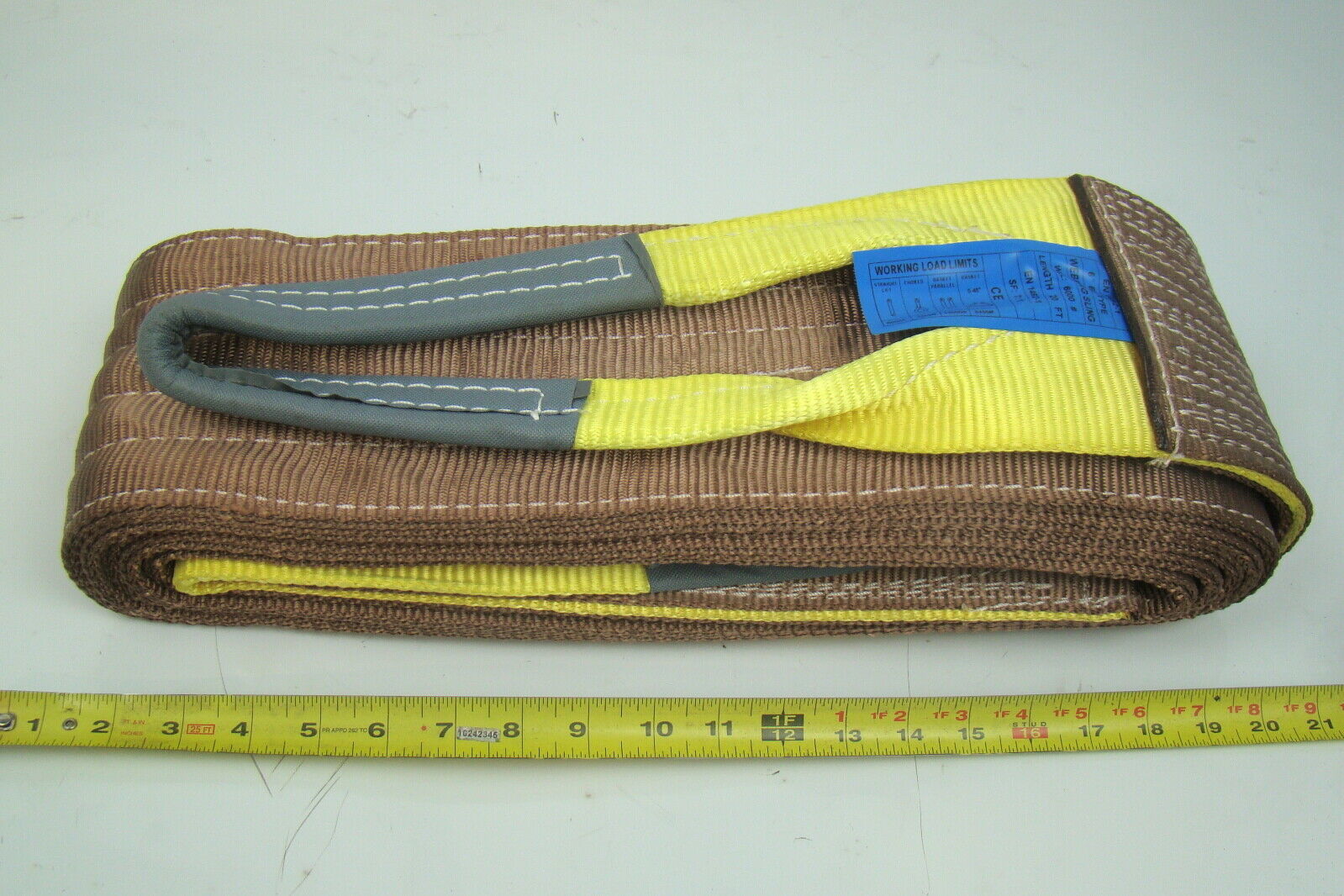 6" x 20' Brown Heavy Duty Nylon Sling Tow Recovery Strap 12,000 lbs