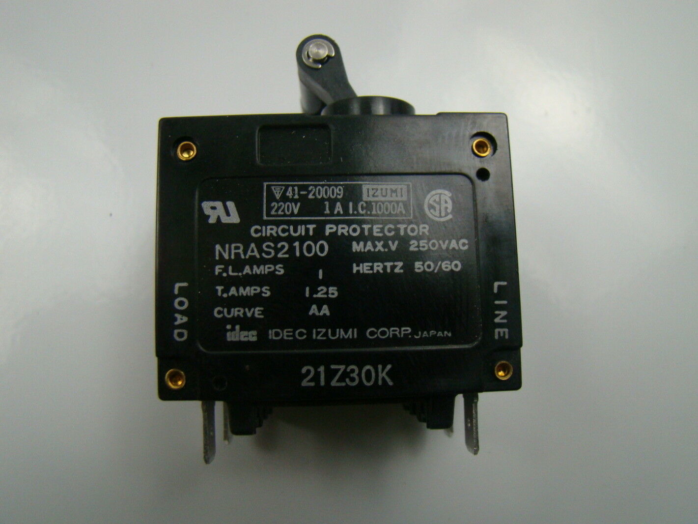 idec Circuit Protector 2 Pole 1AMP 250VAC NRAS2100