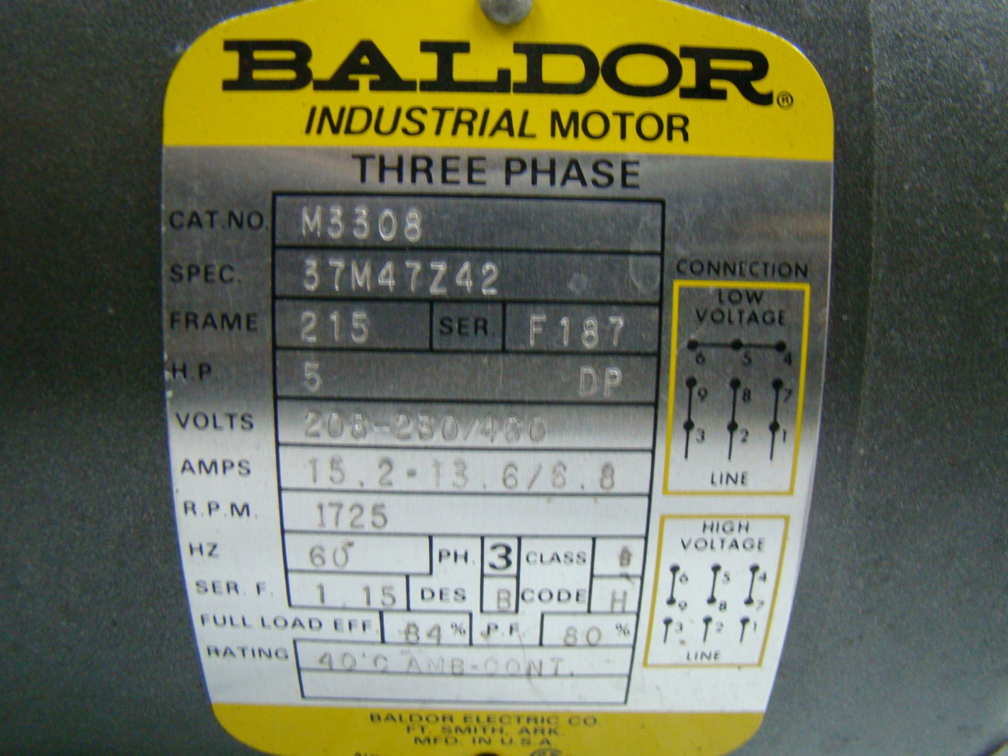 Baldor Motor Specs