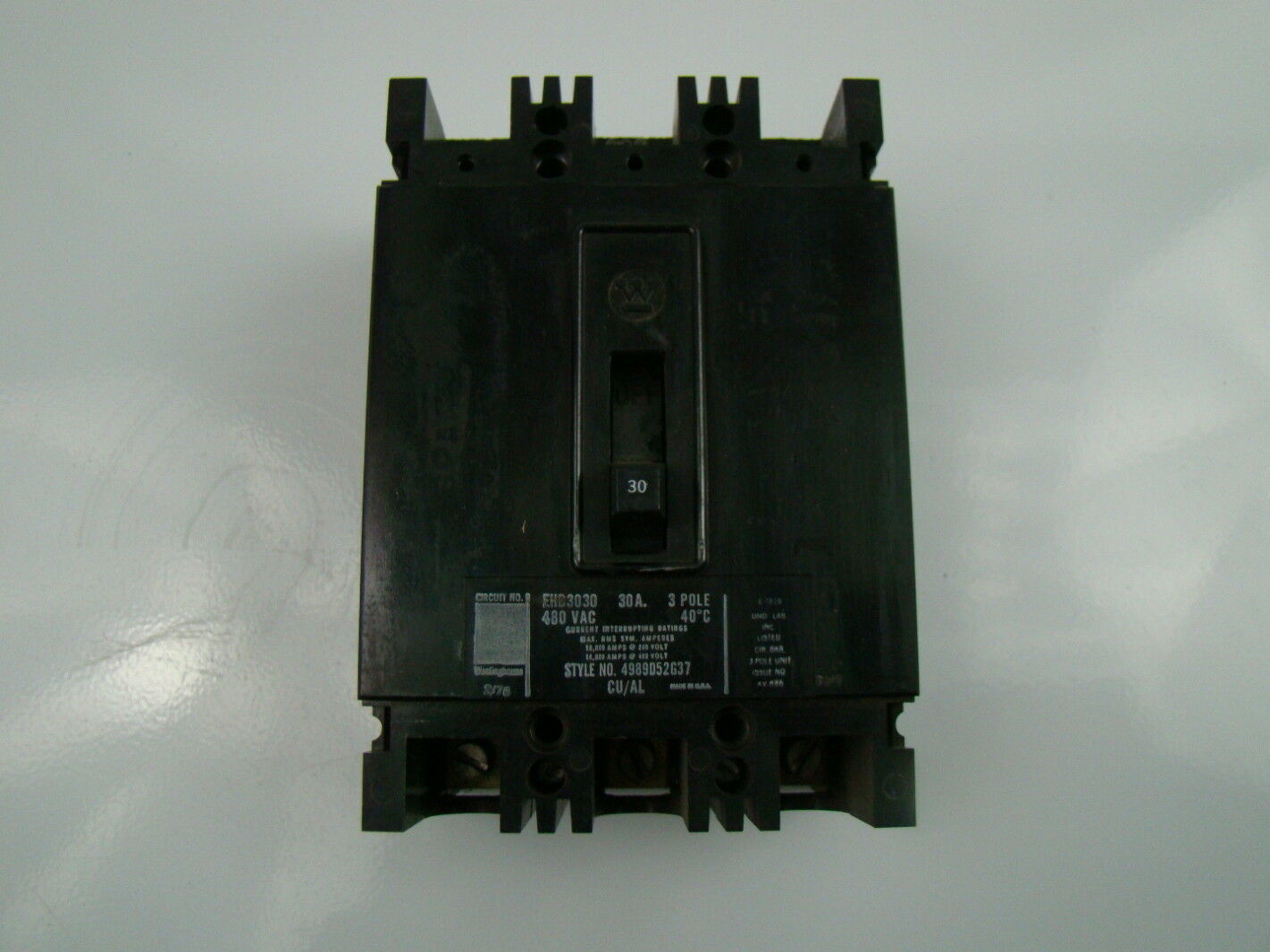 EHB3030 Westinghouse Circuit Breaker 3 Pole 30 Amp 480V /"2 YEAR WARRANTY/"