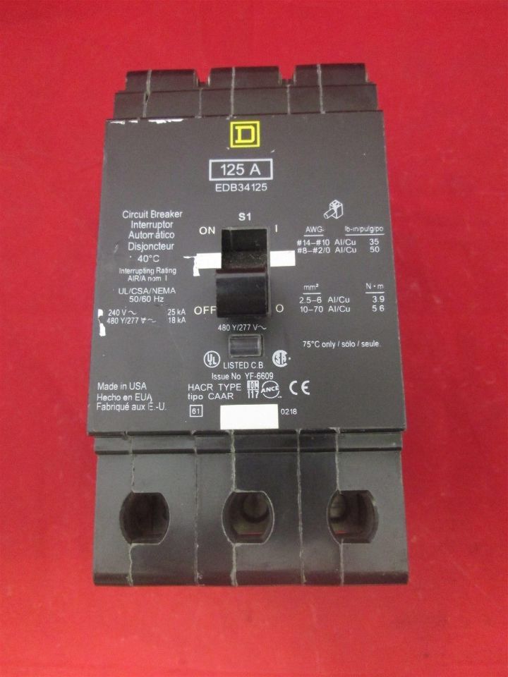 Square D Circuit Breaker EDB34125 125 Amps | Process Industrial Surplus