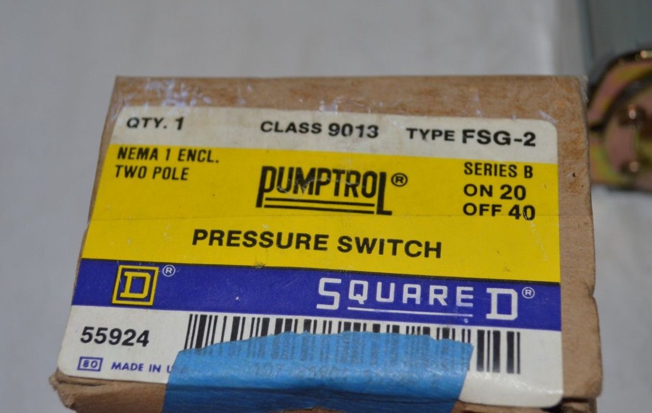 Square FSG-2 D Pressure Switch Pumptrol new | Process Industrial Surplus