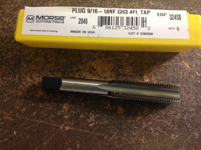 9/16-18 GH3 HIGH SPEED STEEL 4 FLUTE PLUG TAP ***Made in USA***