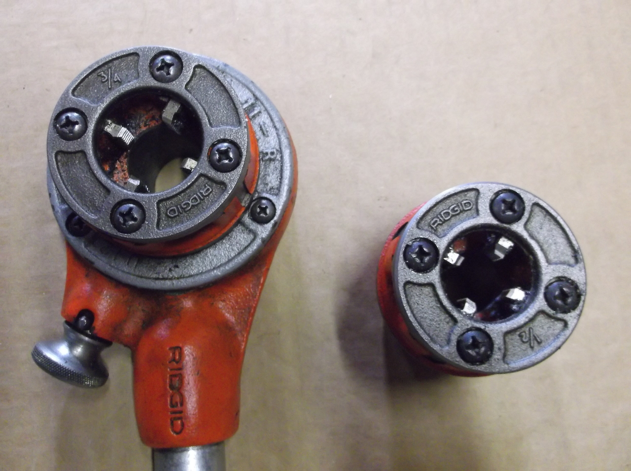 Ridgid 12R and 11R Ratchet Head on Handel with Dies Daves Industrial
