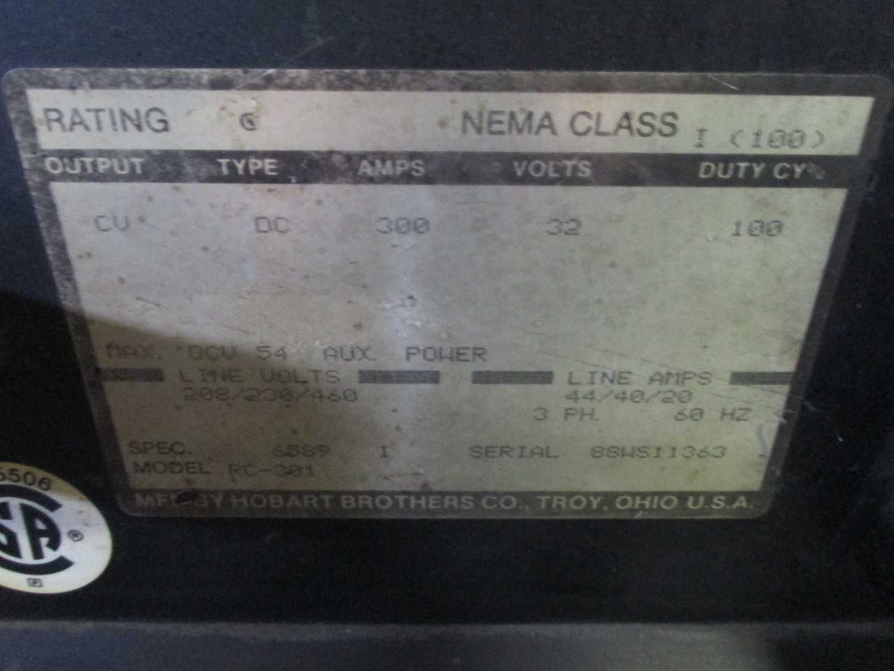 ... HOBART RC-301 WELDER 300 AMP WITH HOBART 2210 WIRE FEEDER ...