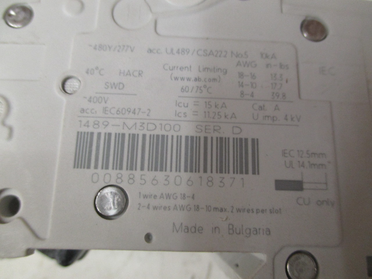 Allen Bradley 1489-M3D100 10A 3 Pole circuit breaker | Daves Industrial