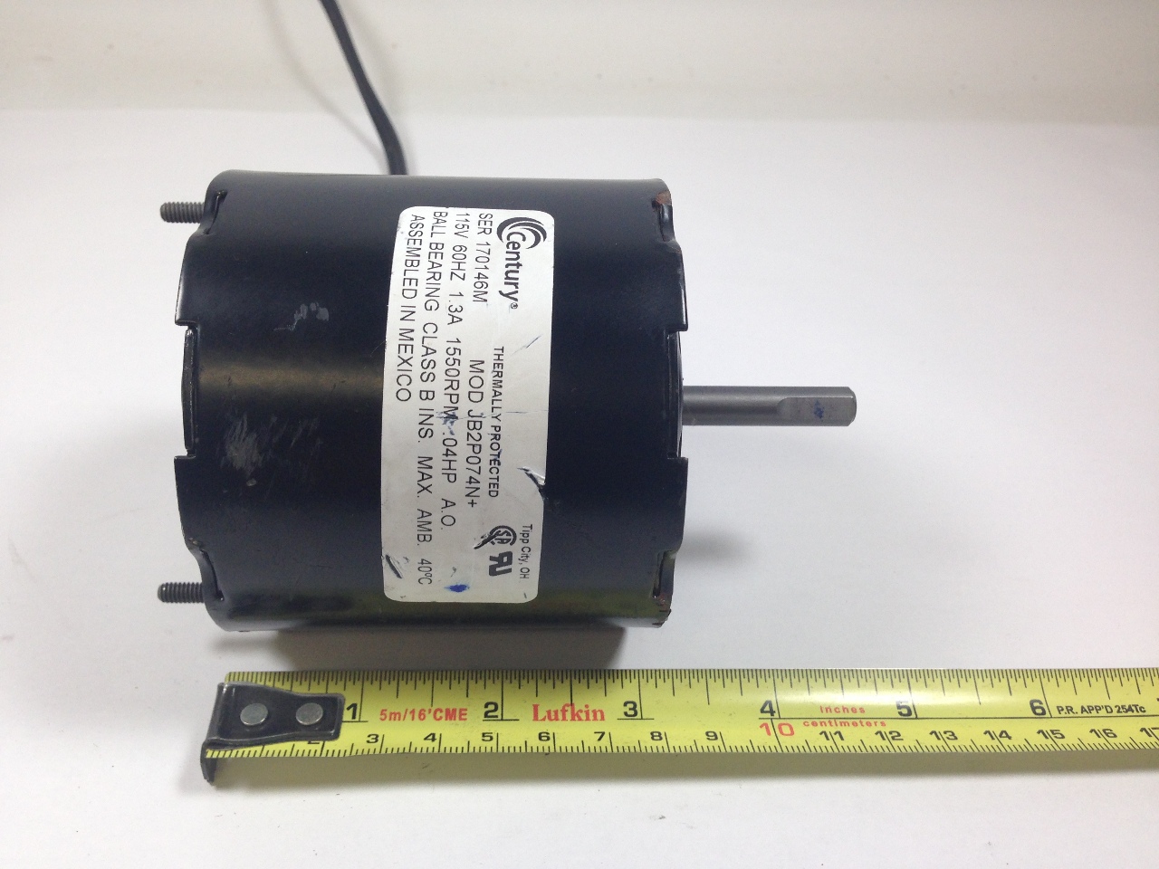 Century Jb2p074n Universal Electric Motor 115v 1550rpm 1