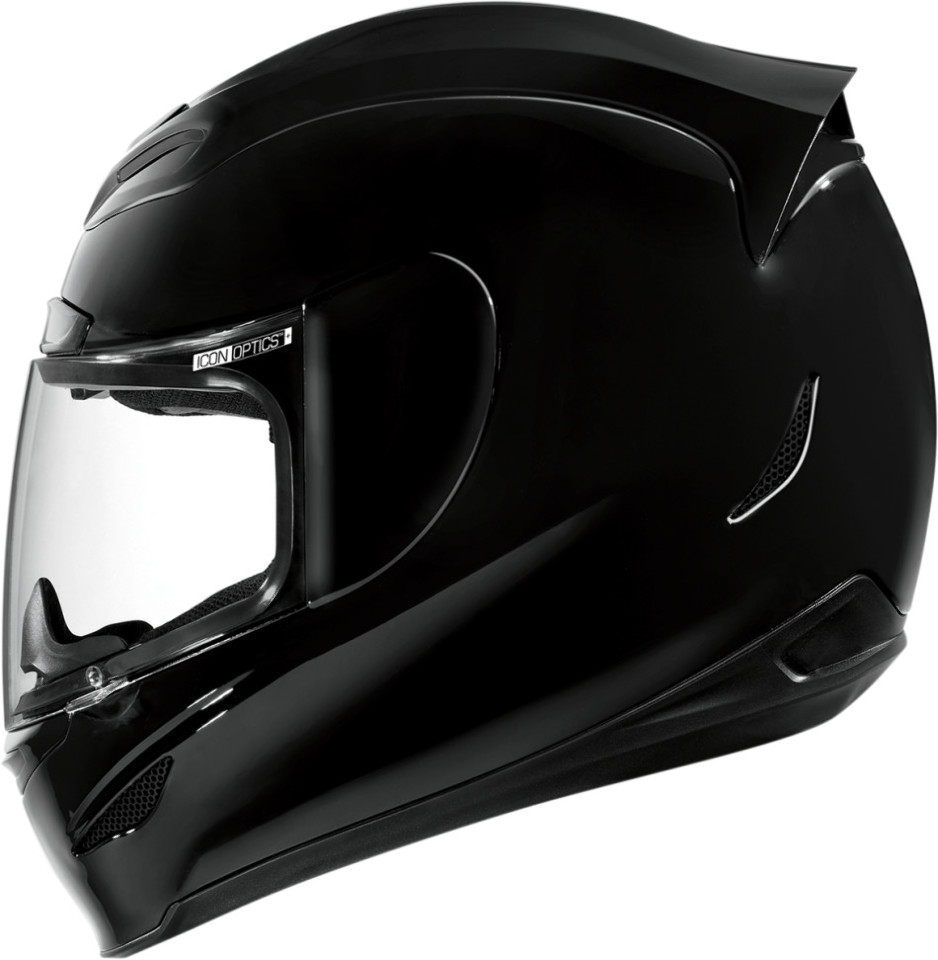 Icon Black Airmada Gloss Motorcycle Full Face Street Helmet Shield