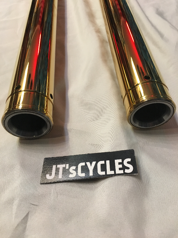 Custom Cycle Gold Front 41mm Fork Tubes For 9917 Harley Touring FLHT
