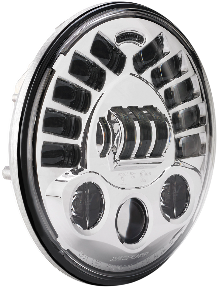 JW Speaker Chrome 7" Adaptive Clear Lens LED Headlight For Harley
