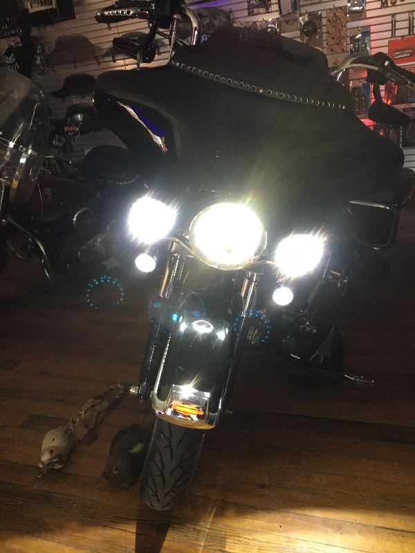 Custom Dynamics Black 7" H4 LED Headlight Harley Davidson FLHX FLHR