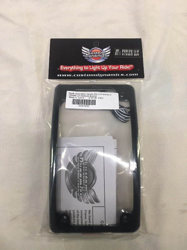 Custom Dynamics Black 4 x 7 Curved LED Motorcycle License Plate Frame