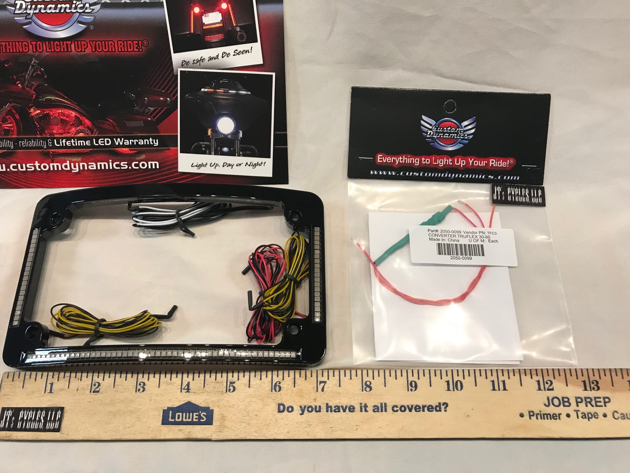 Custom Dynamics Black Radius License Plate Frame LED Turn Signal for