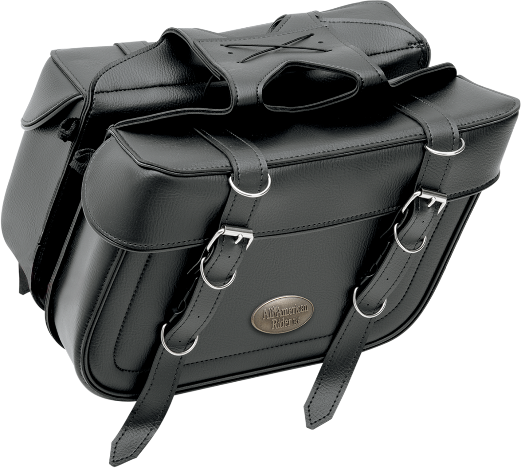 All American Rider Black Box Style Slant Universal Saddlebags for Harley