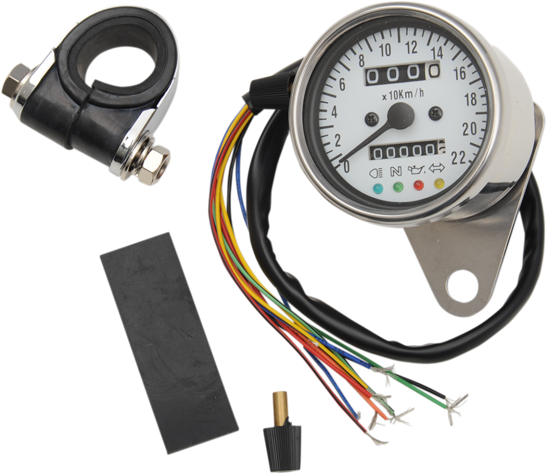 Drag Specialties 2.4" Chrome LED Motorcycle 21 Mini Speedo Harley