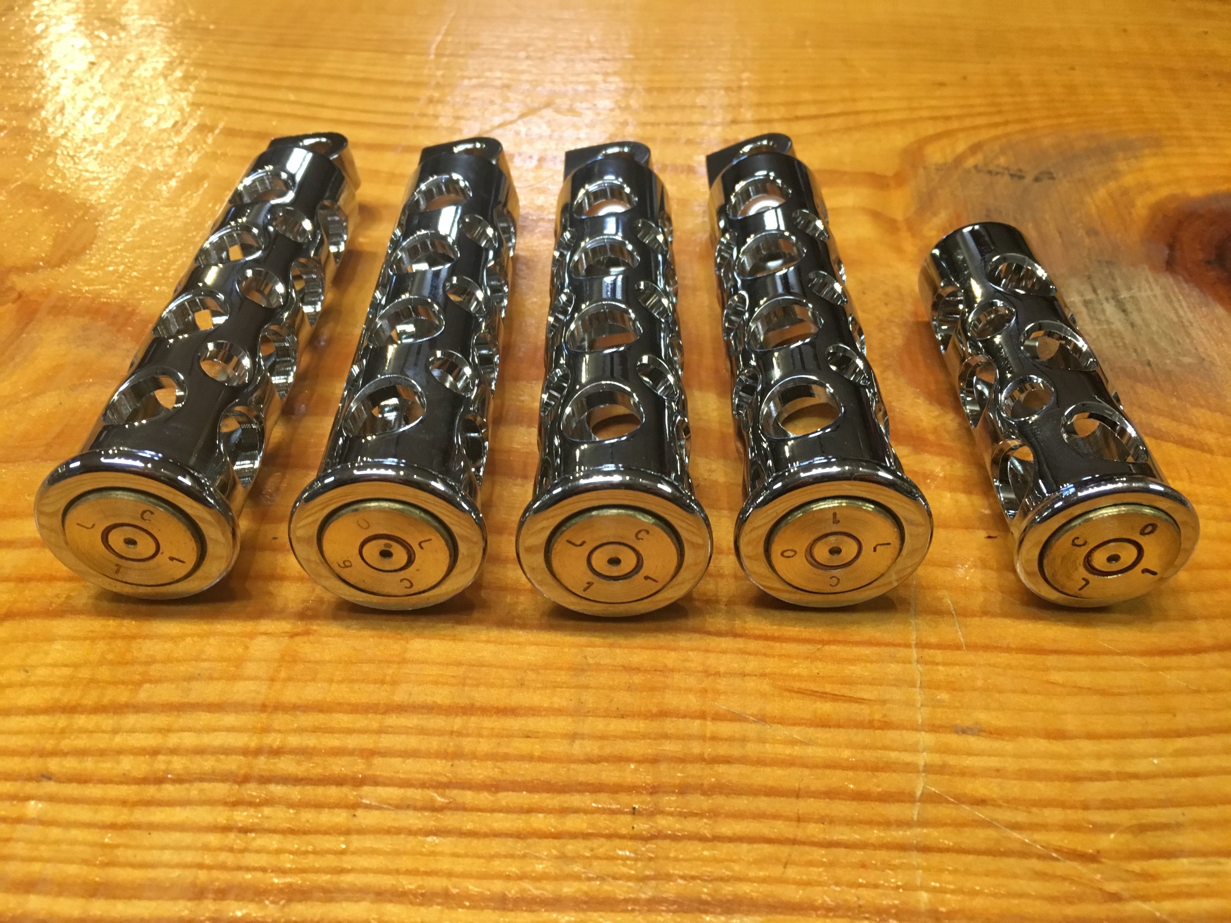 JT's Cycles Genuine .50 Caliber BMG Bullets Chrome Footpegs Foot Pegs