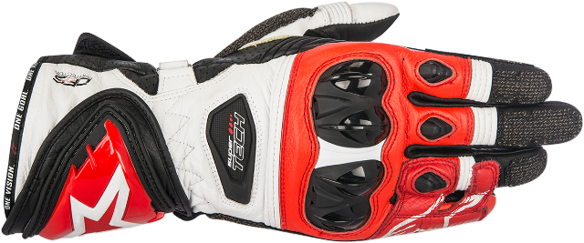 Alpinestars Black White Red Supertech Leather Motorcycle Racing Street Gloves