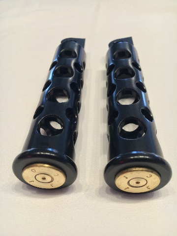JT's Cycles Once Fired .50 cal BMG Bullets Black Footpegs for Harley FXD Sportster