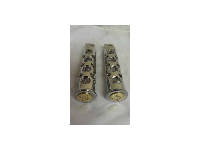 JT's Cycles .50 Caliber BMG Bullets In Chrome Footpegs Harley Sportster FXD XL