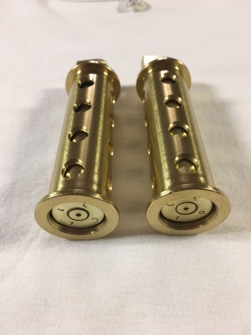 JT's Cycles Genuine .50 caliber BMG bullets in Brass footpegs Harley Davidson