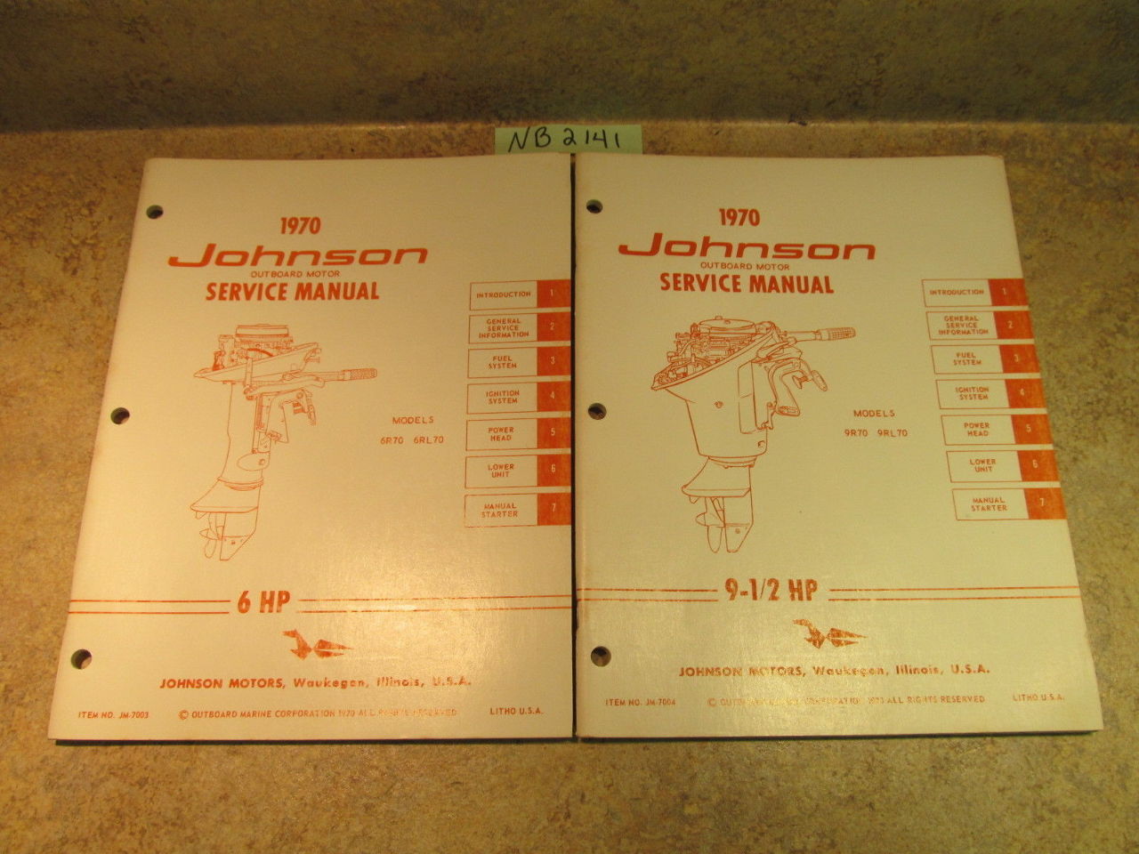 1970 Johnson Evinrude Outboard Service Manual Year Set 1.5- 115 HP .