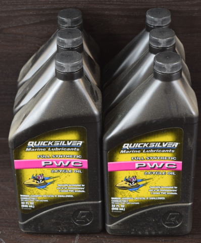NEW! Quicksilver Mercury Lubricants Full Synthetic 2-Cycle Oil PWC 6 Quarts