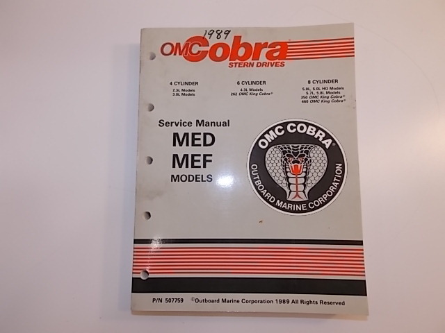 OMC Cobra Stern Drive 1989 MED MEF Service Manual 507759