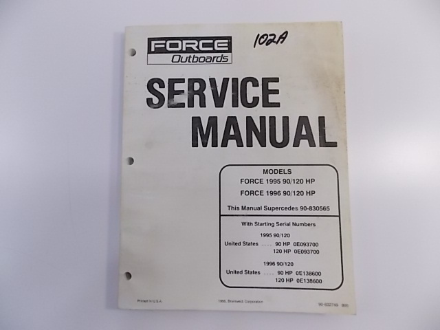 Force Outboards Service Manual 1995-1996 90 120HP 90-832749