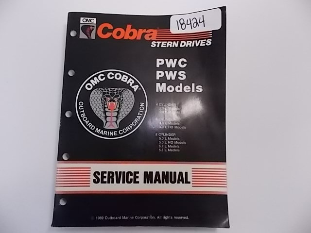 OMC Cobra Stern Drive Service Manual PWC PWS Models 1989 507878 4, 6 & 8 Cyl