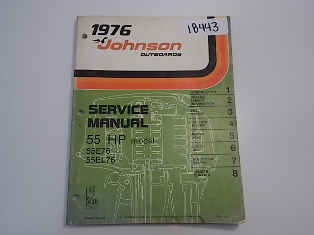 OMC Johnson Service Manual 1976 55 HP 55E76 55EL76 Item # JM-7610