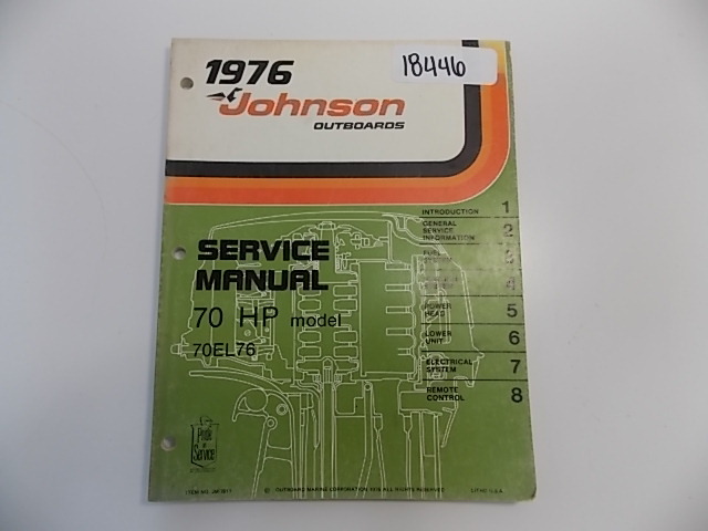 OMC Johnson Service Manual 1976 70 HP 70EL76 Item # JM-7611