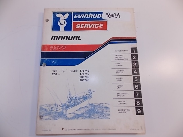 Evinrude Service Manual 1977 Item #: 5311 175 / 200 HP