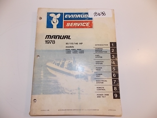 Evinrude Service Manual 1978 Item #: 5398 85 / 115 / 140 HP